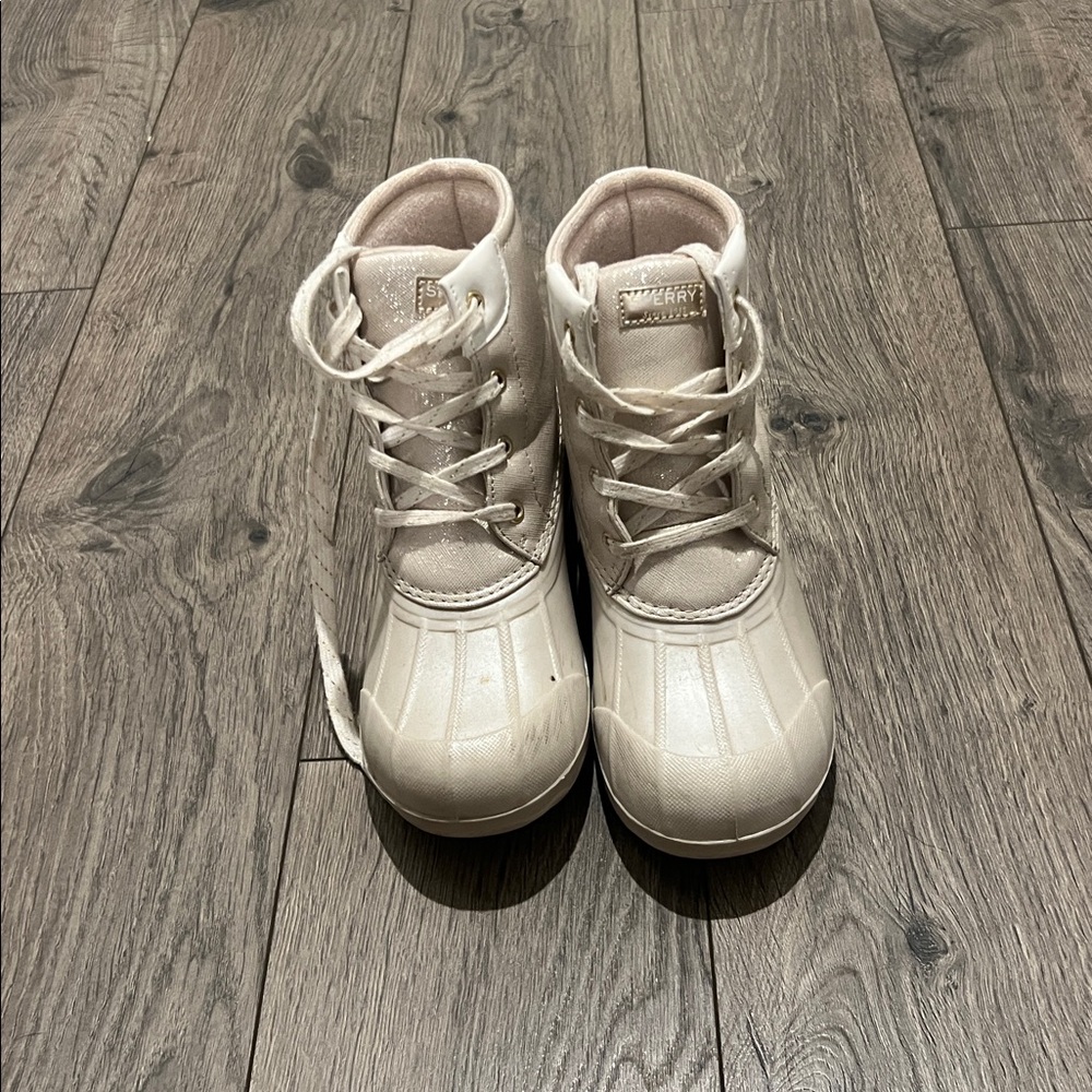 Sperry Off-White Lace-Up Boots